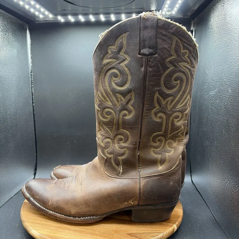 Justin 2253 Cowboy Boots Mens Size 12 EE Brown Buck Bay Apache Western Made USA